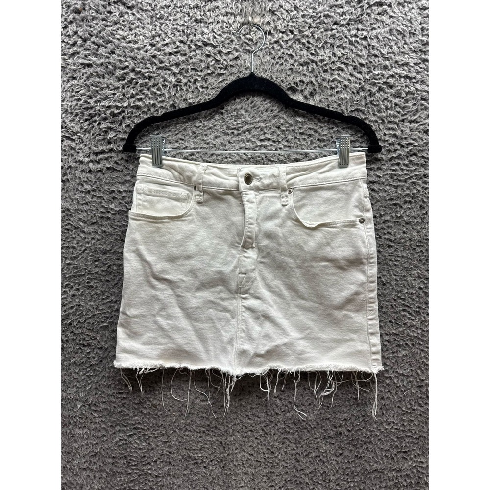 Good American‎ Good Waist Raw Hem Denim Mini Skirt White Womens Size 6 / 28